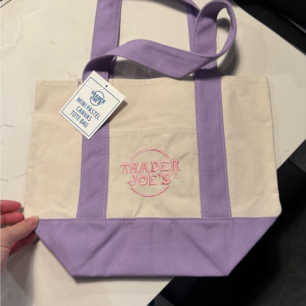 Trader Joe’s Mini Canvas Pastel Tote Bag - Purple / Lilac